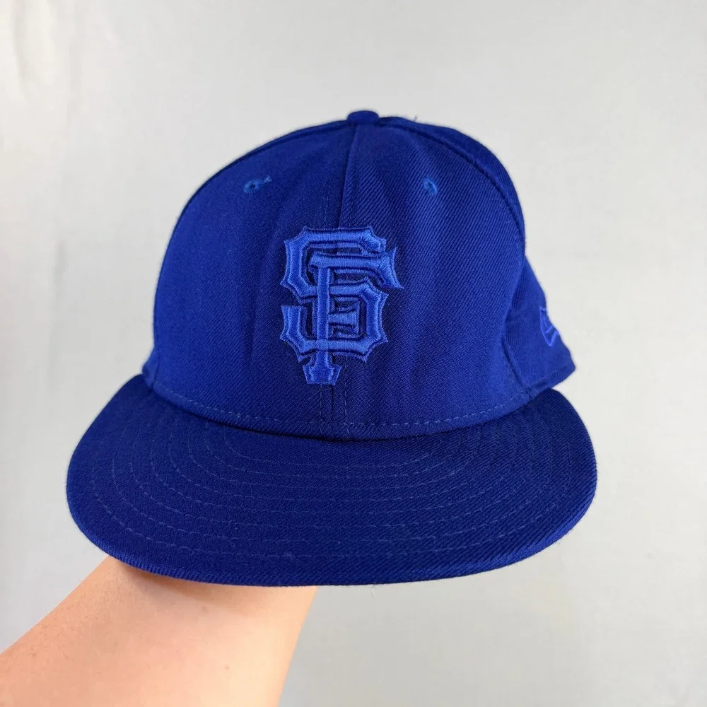New Era 59FIFTY SF Giants Hat Royal Blue Tonal Fitted 7 3/8 Made in USA Wool Cap
